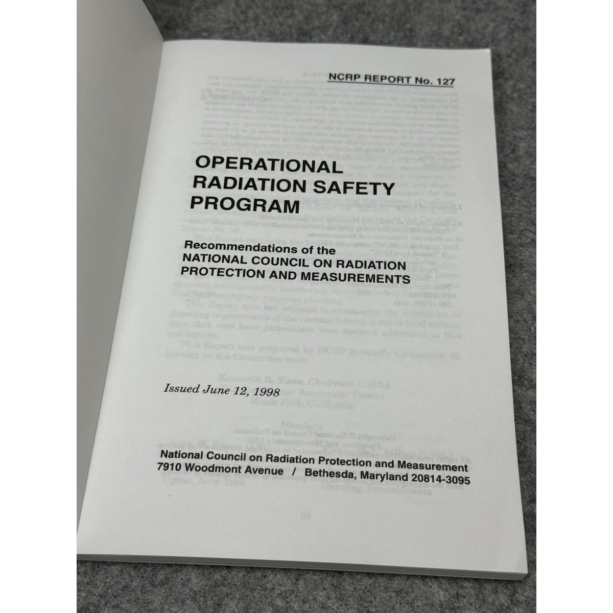 NCRP Report 127 Operational Radiation Safety Program Nuclear Reference