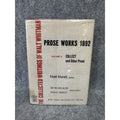 Walt Whitman Prose Works 1892 Vol II HC DJ 1964 NYU Press