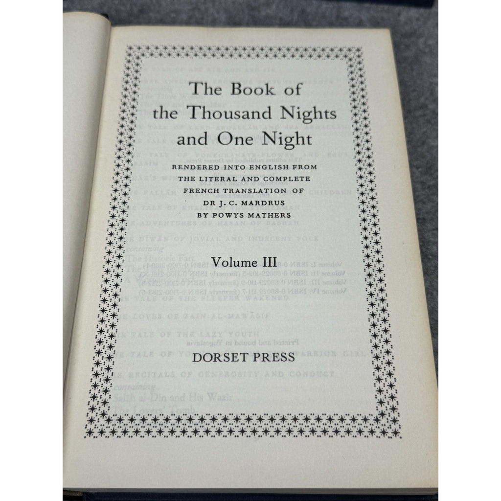 Thousand Nights and One Night Mardrus Mathers 3 Vol HC Set I-III Missing IV