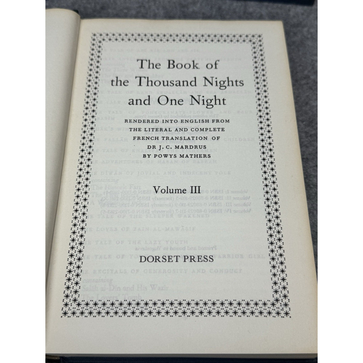 Thousand Nights and One Night Mardrus Mathers 3 Vol HC Set I-III Missing IV