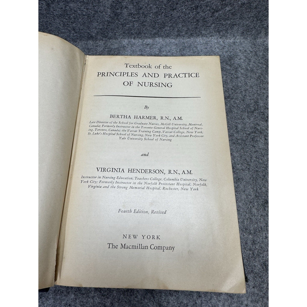 1940 Principles & Practice of Nursing 4th Ed Harmer Henderson HC Flex Cover