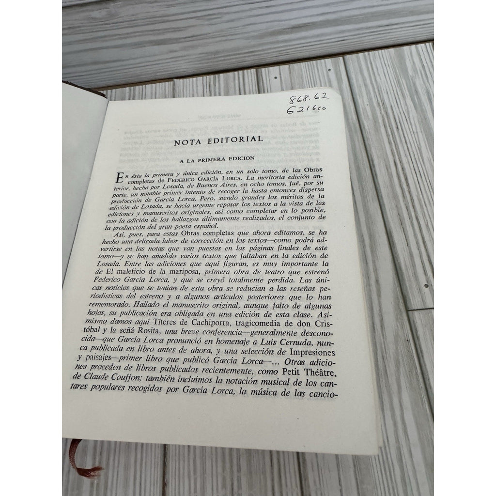 Federico Garcia Lorca Obras Completas 1960 Aguilar Leather Flex Binding Spanish