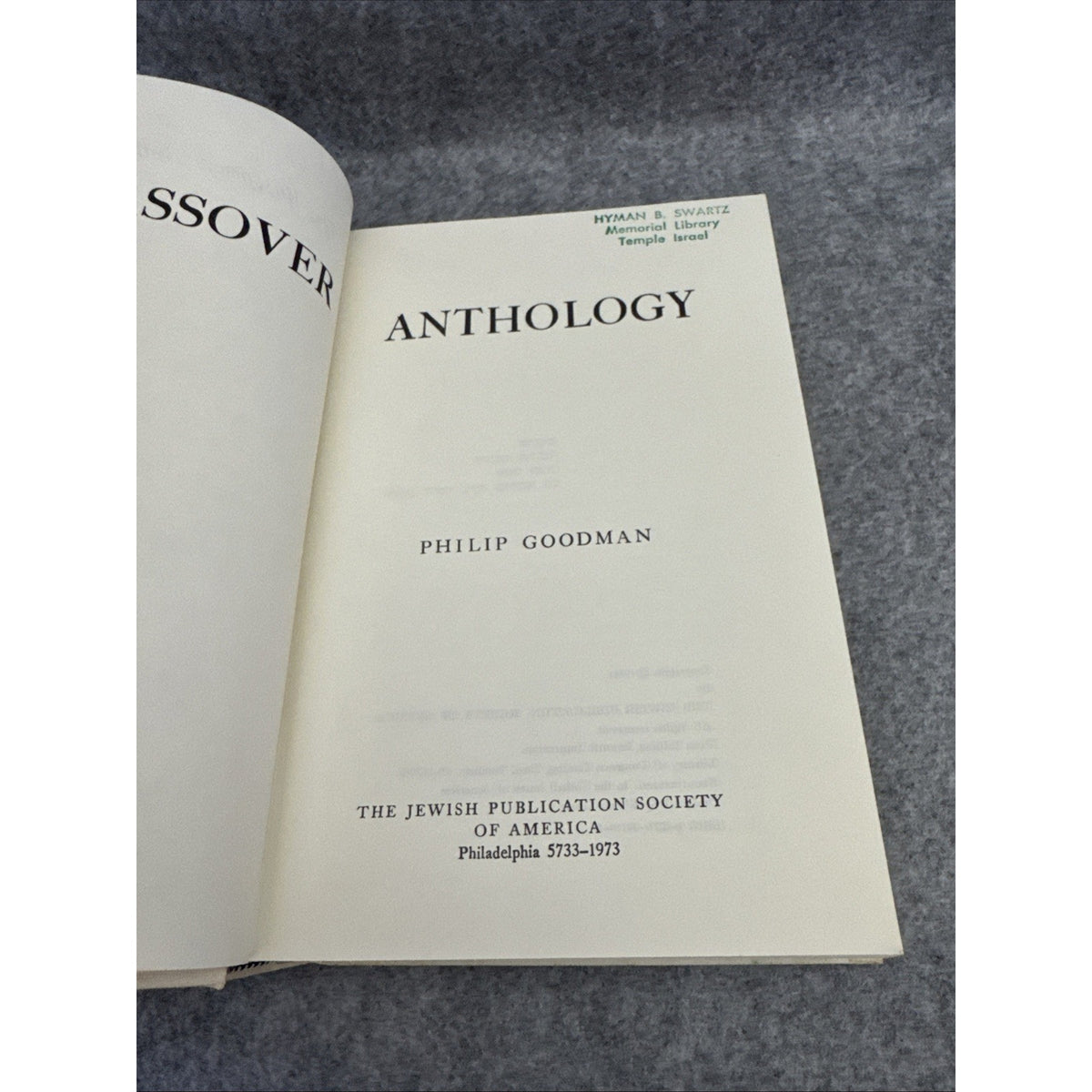 1961 HC/DJ Passover Anthology by Goodman, Philip 1st Ed 7th Impression