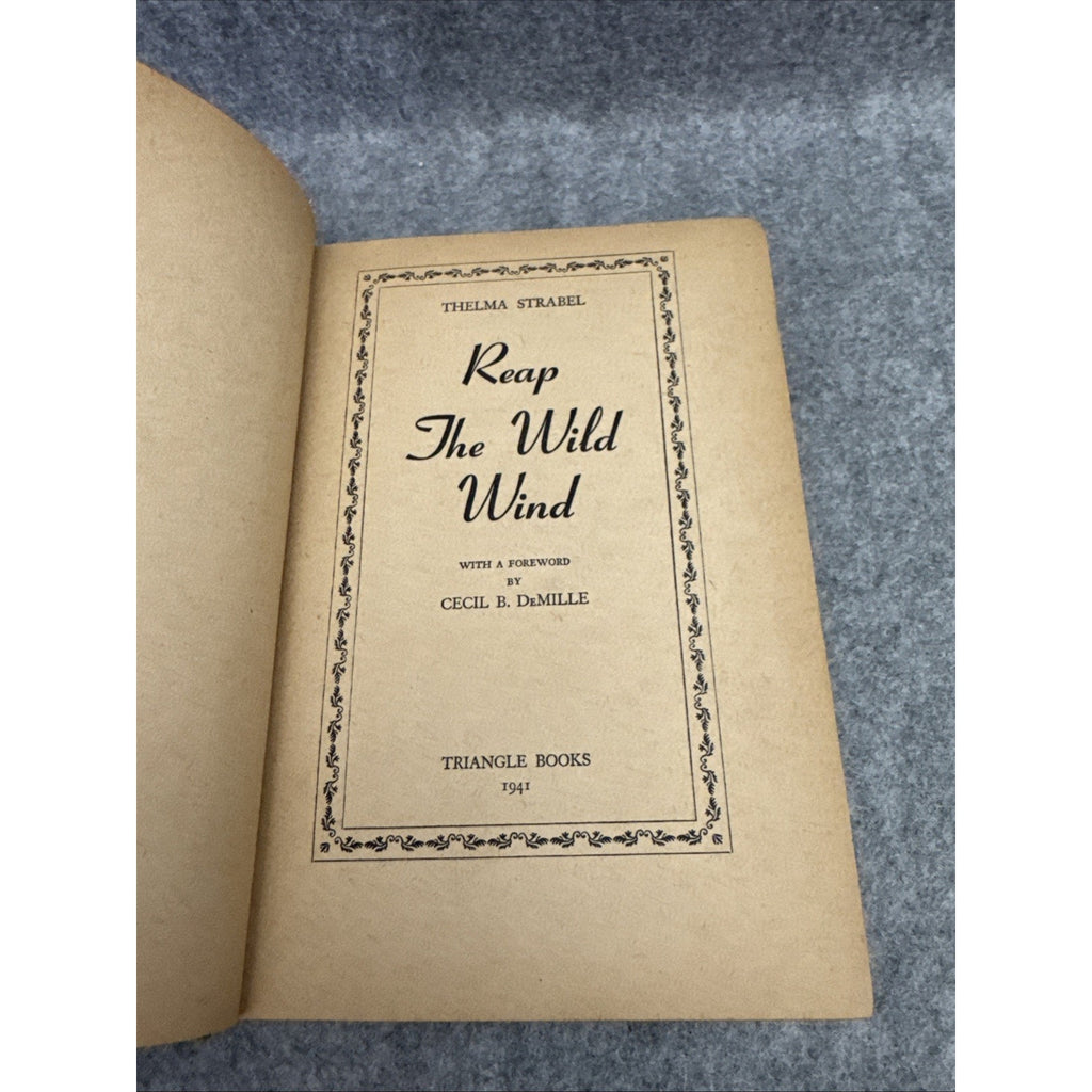 Vintage 1941 Reap The Wild Wind Thelma Strabel Historical Fiction HC