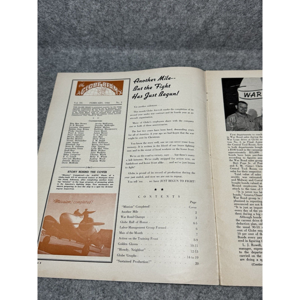1944 Globe Beam February WWII Aircraft Magazine AT-10 Fort Worth Golden Gloves