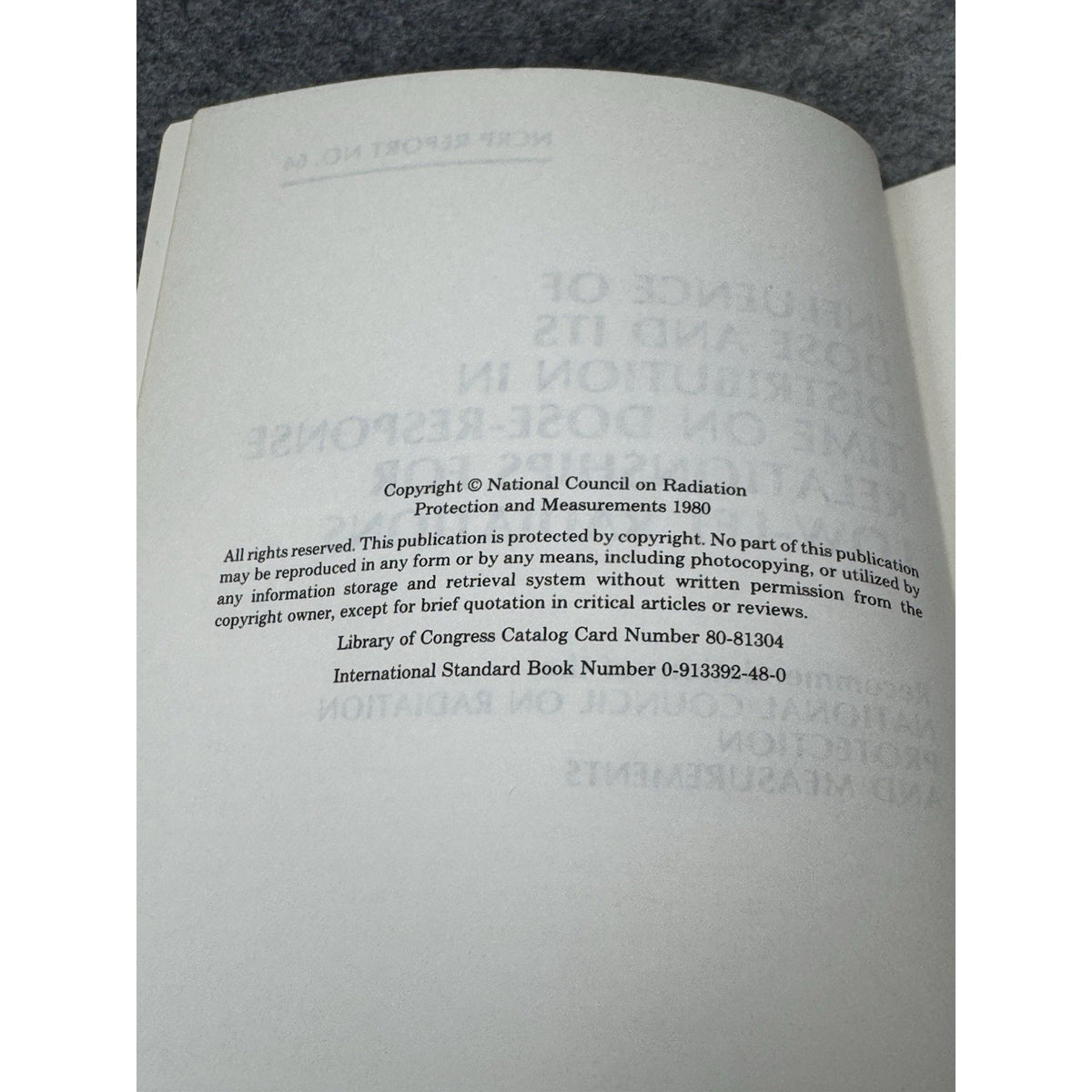 NCRP Report 64 Low-LET Radiation Dose Response Relationships Nuclear Science