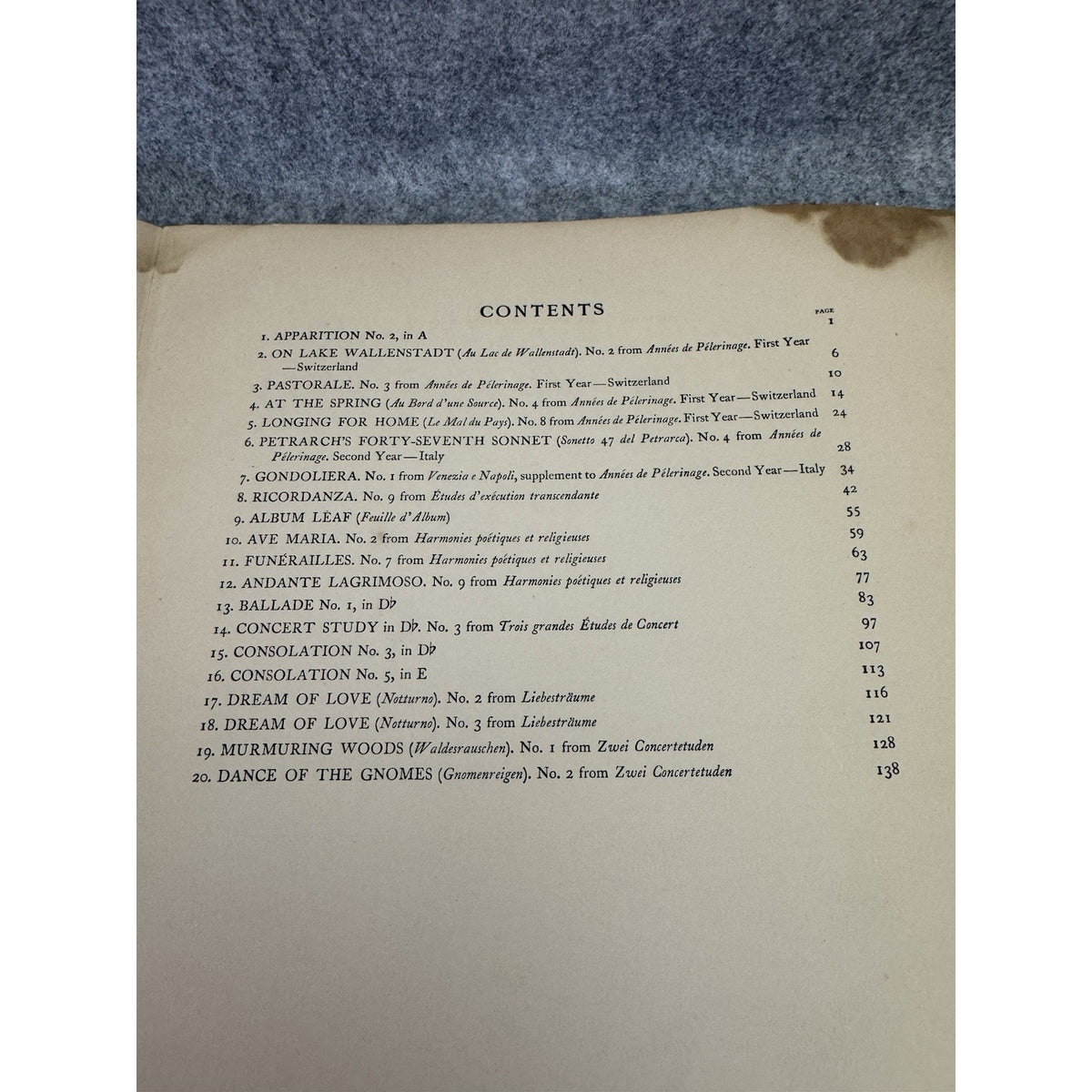 Twenty Original Piano Compositions Franz Liszt Späth Ditson 1903 PB