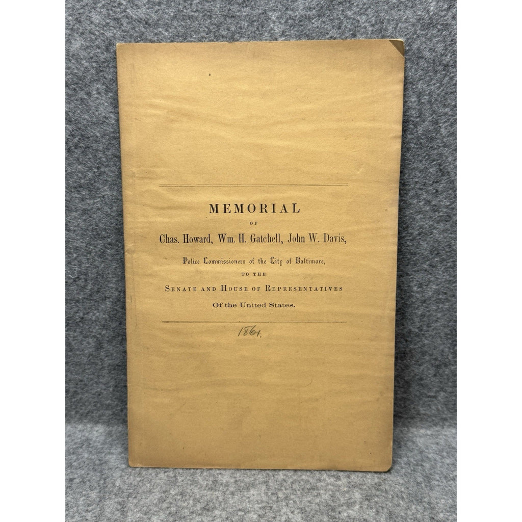 Rare 1861 Civil War Pamphlet Baltimore Police Arrest Fort McHenry Lincoln
