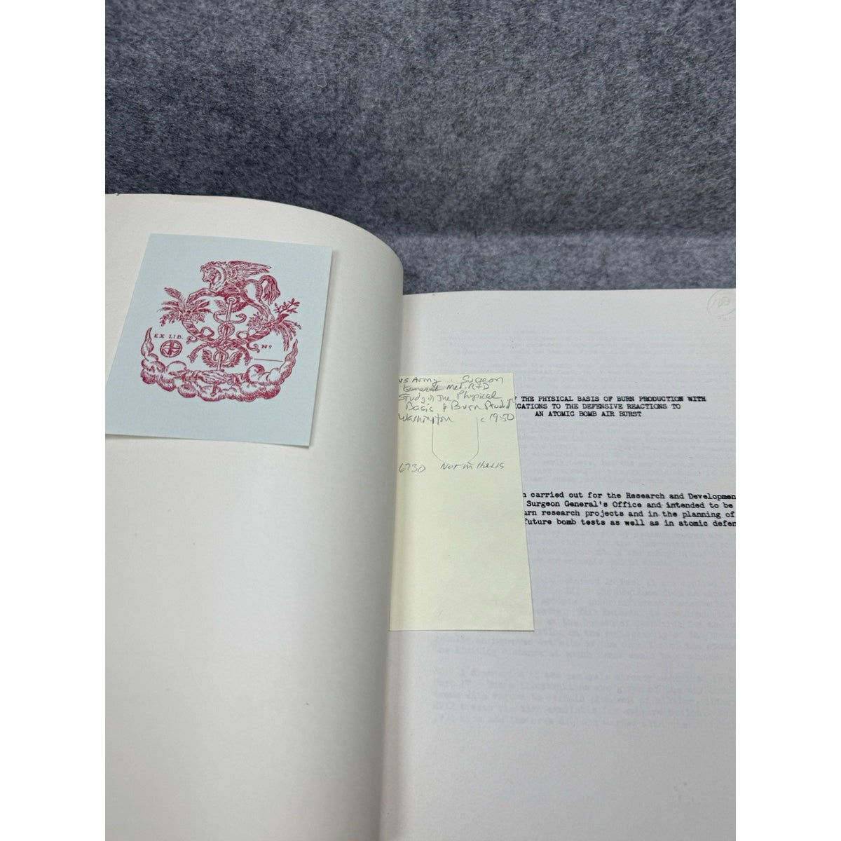 Rare c1950 US Army Atomic Bomb Air Burst Burn Study Nuclear Test Report