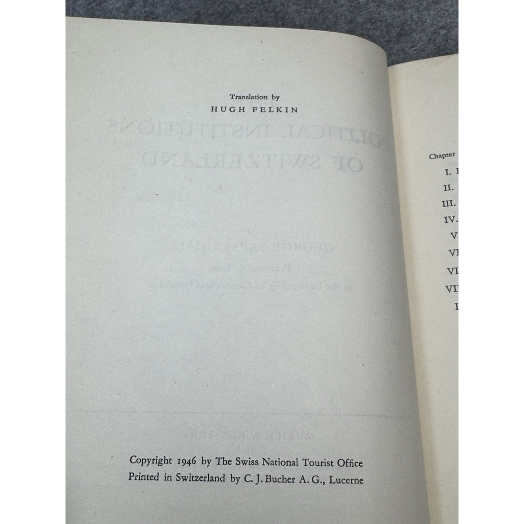 The Political Institutions of Switzerland George Sauser-Hall 1946 Hardcover
