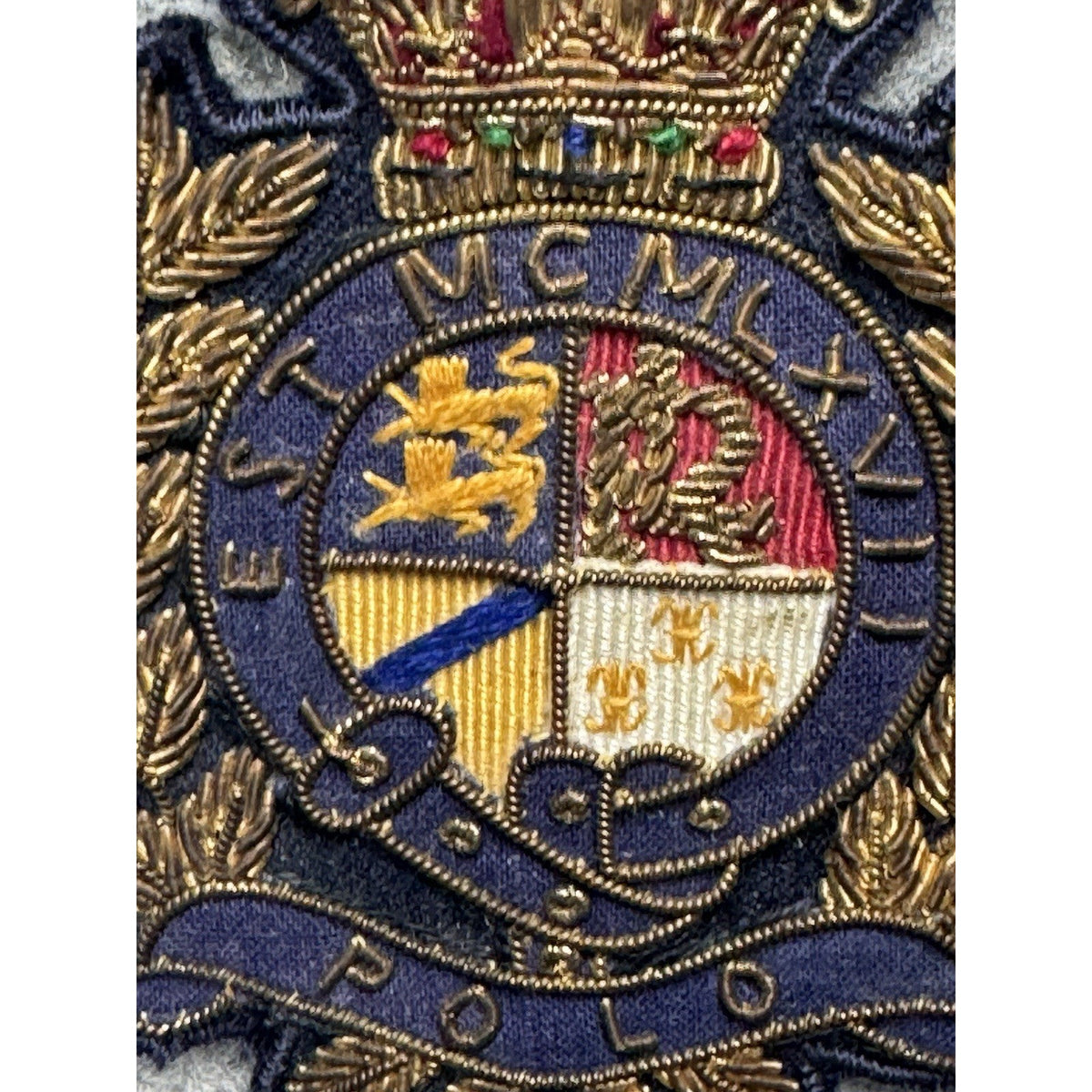 Polo RL Bullion Crest Patch Gold Wire Crown Shield Embroidered Blazer Badge