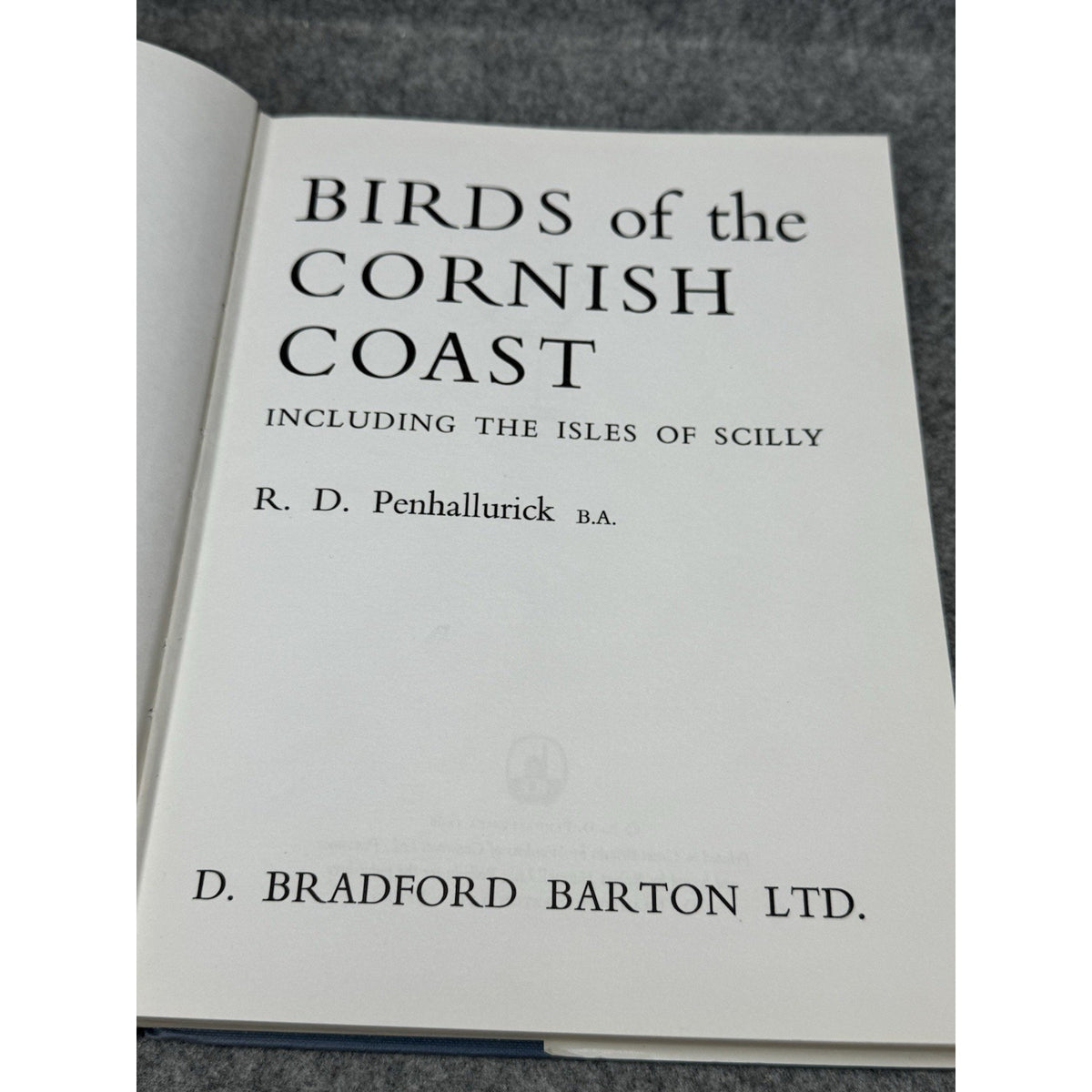 Birds Cornish Coast Isles of Scilly Penhallurick 1969 1st Edition HC DJ