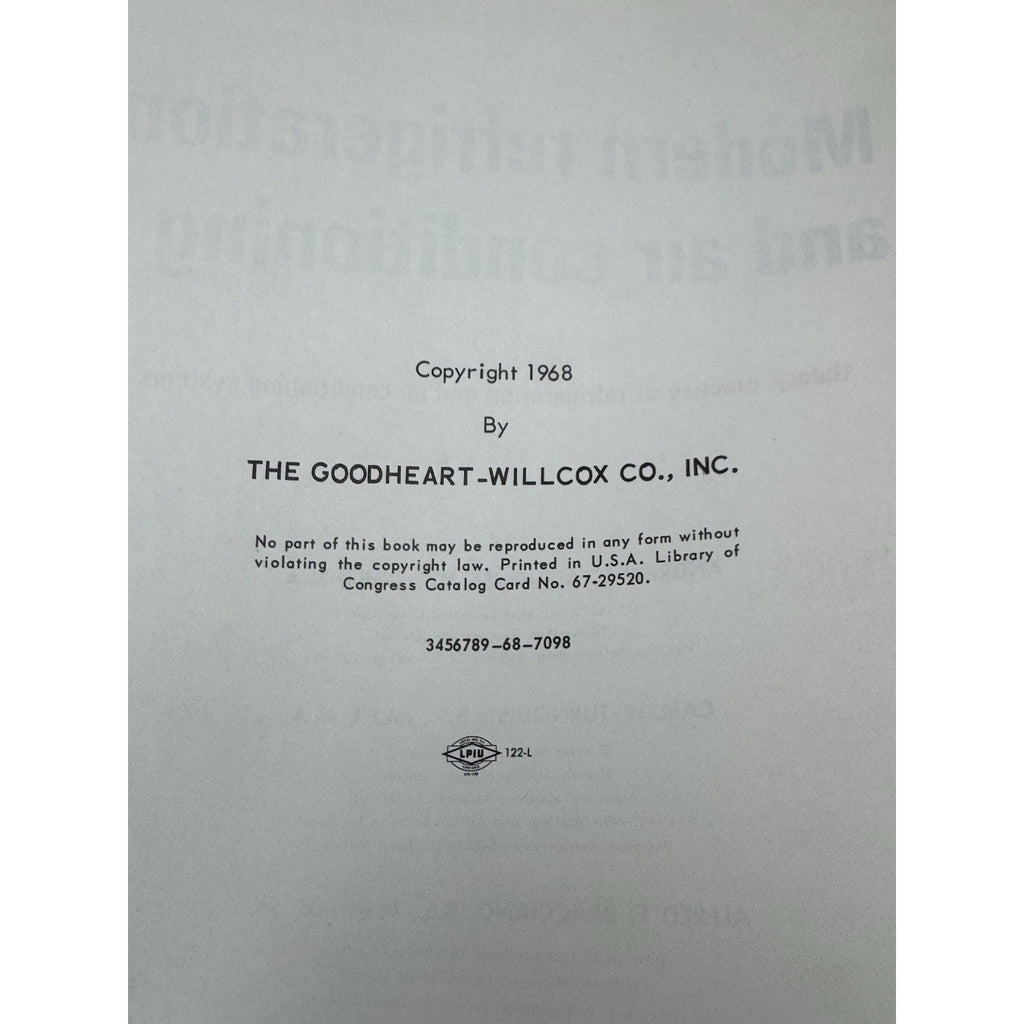 1968 Modern Refrigeration Air Conditioning HVAC Althouse US Army Hardcover