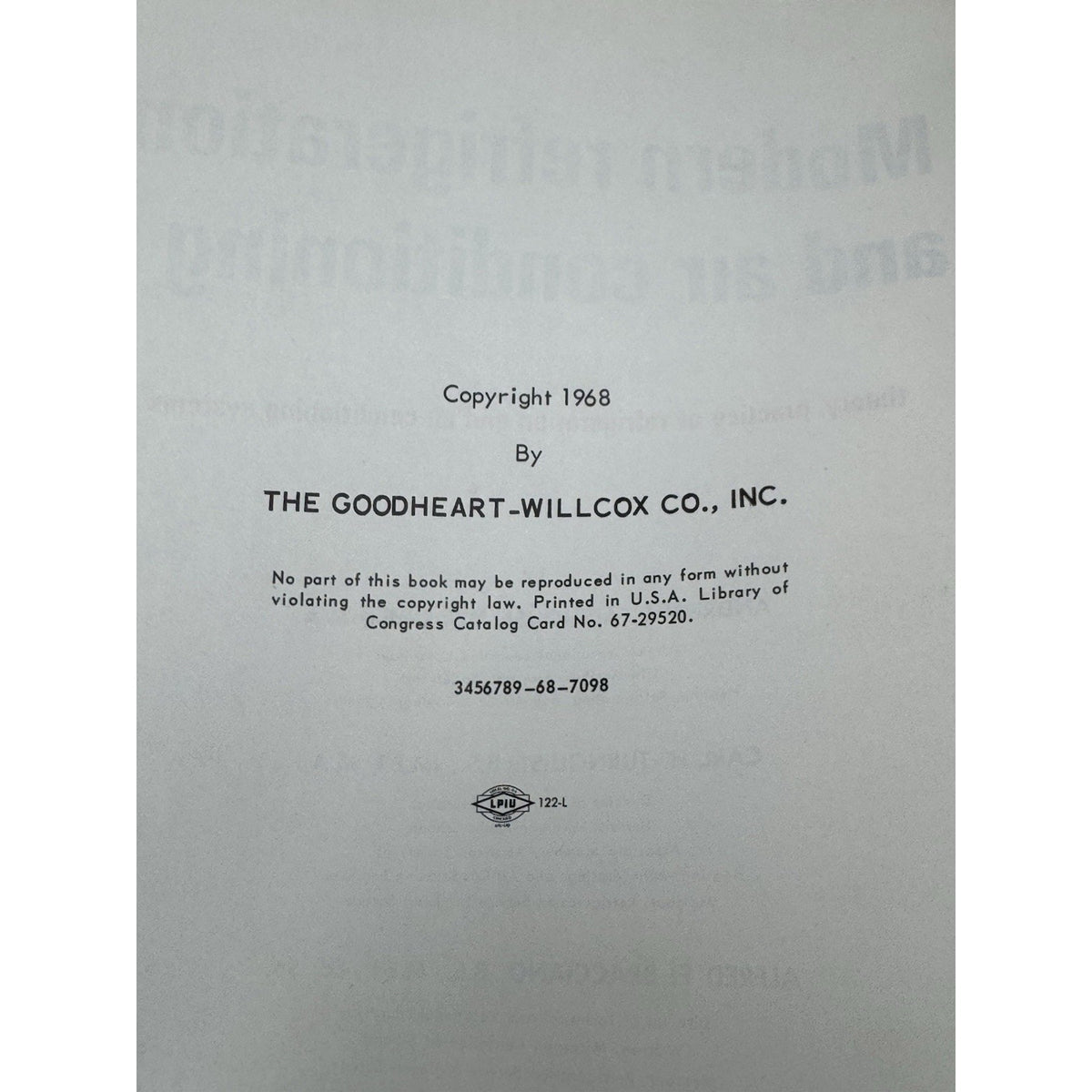 1968 Modern Refrigeration Air Conditioning HVAC Althouse US Army Hardcover
