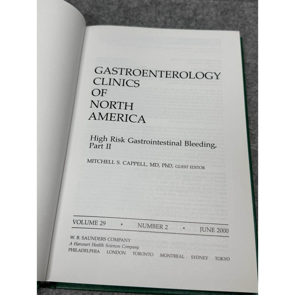 Gastroenterology Clinics North America High Risk GI Bleeding Part II 2000 HC