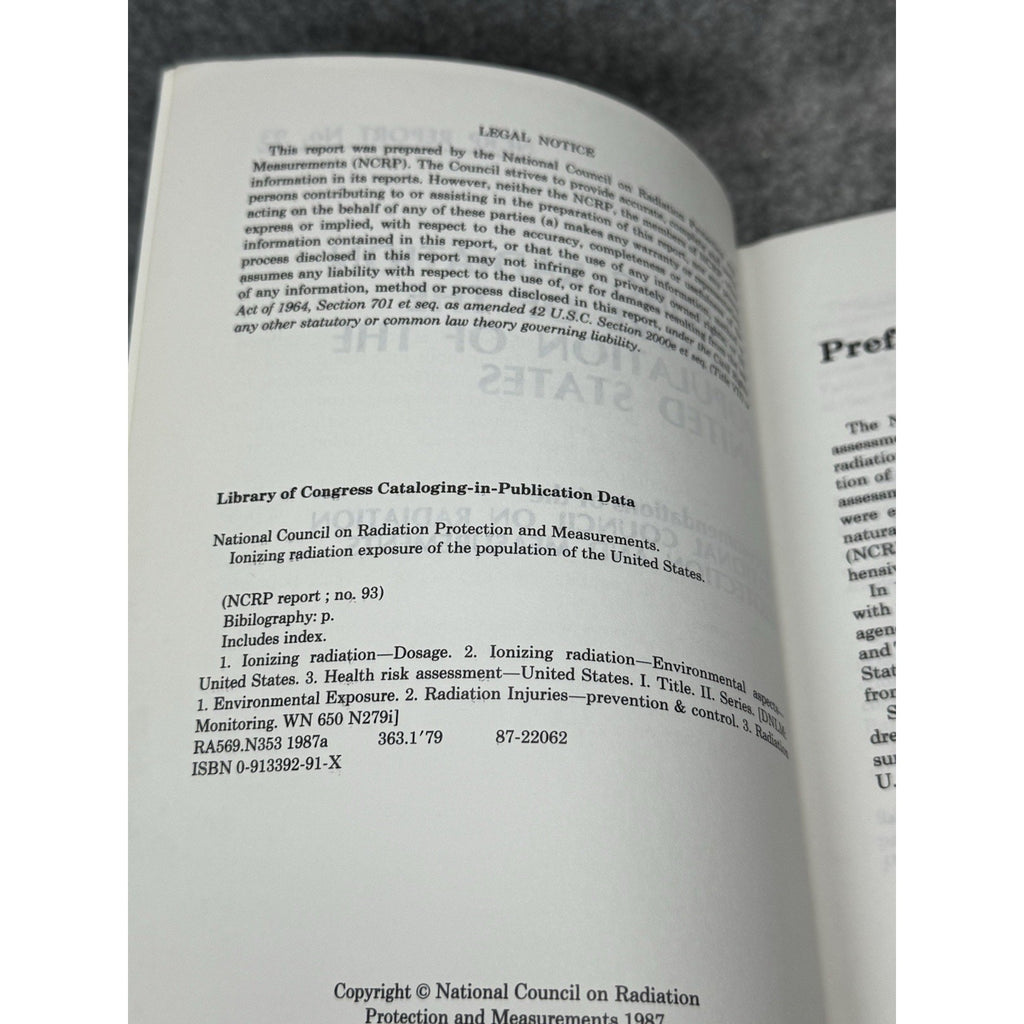 NCRP Report 93 Ionizing Radiation Exposure U.S. Population 1987 Nuclear