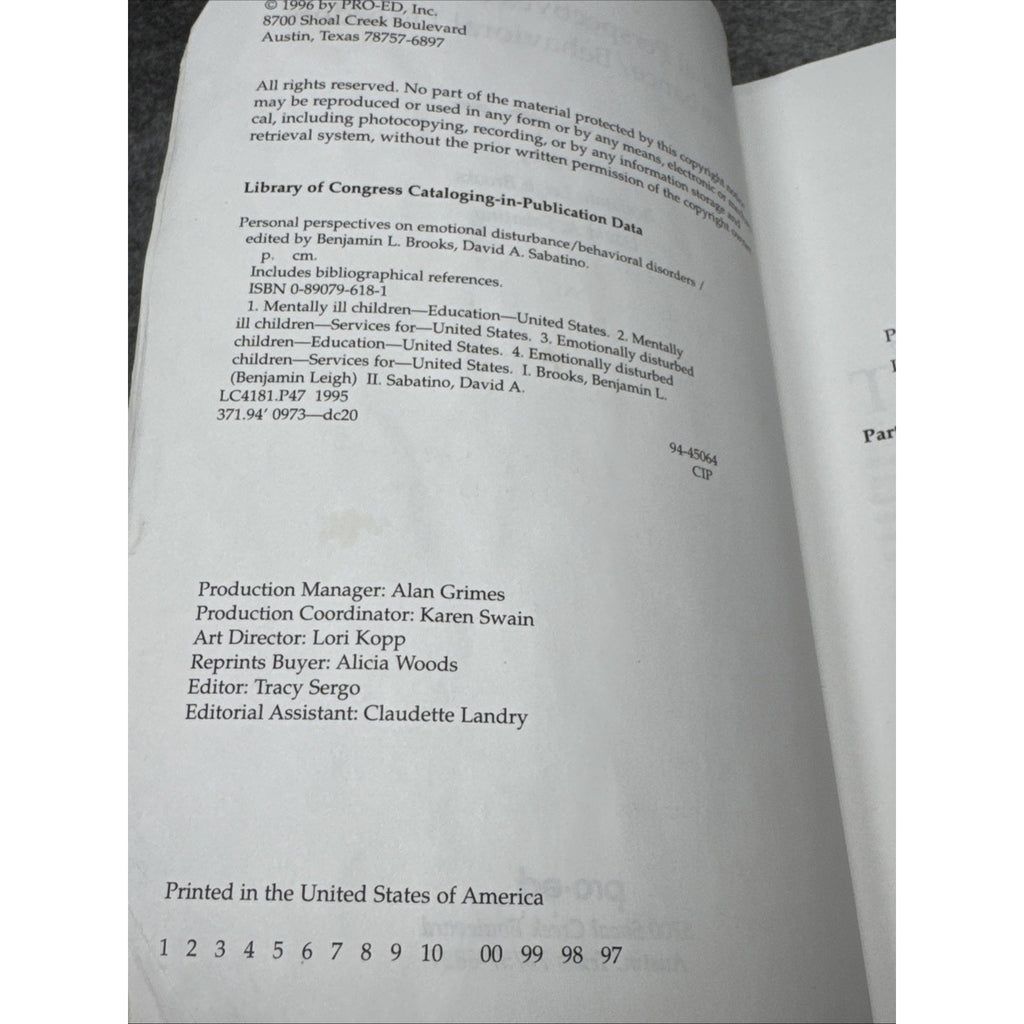 Personal Perspectives on Emotional Disturbance - Behavioral Disorders by...