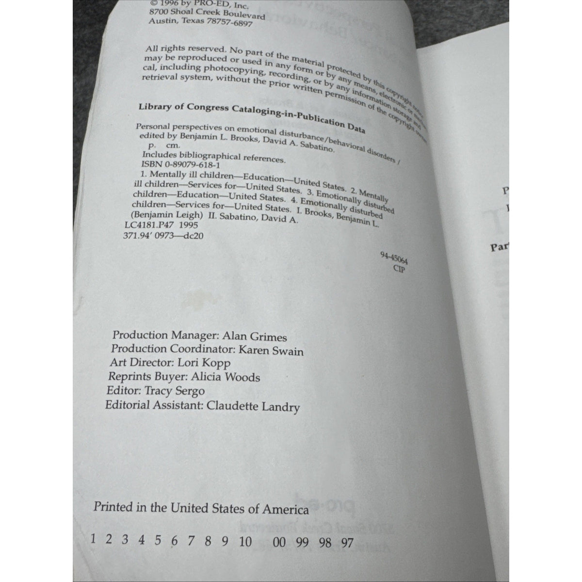 Personal Perspectives on Emotional Disturbance - Behavioral Disorders by...