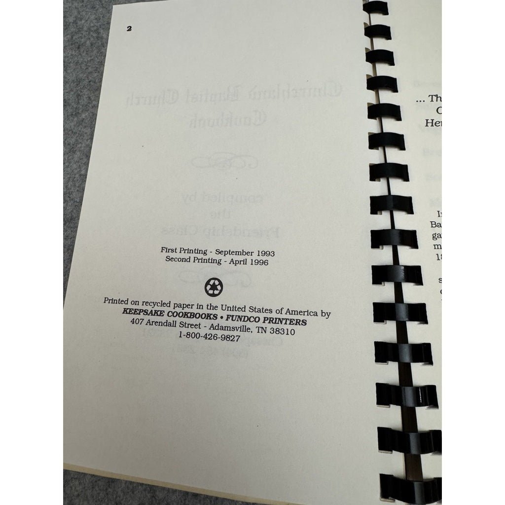 Churchland Baptist Church Cookbook 1996 2nd Printing Chesapeake VA Spiral