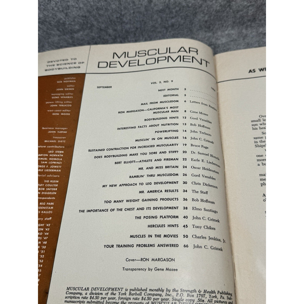 1966 Muscular Development September Ron Margason Chris Dickerson Bodybuilding
