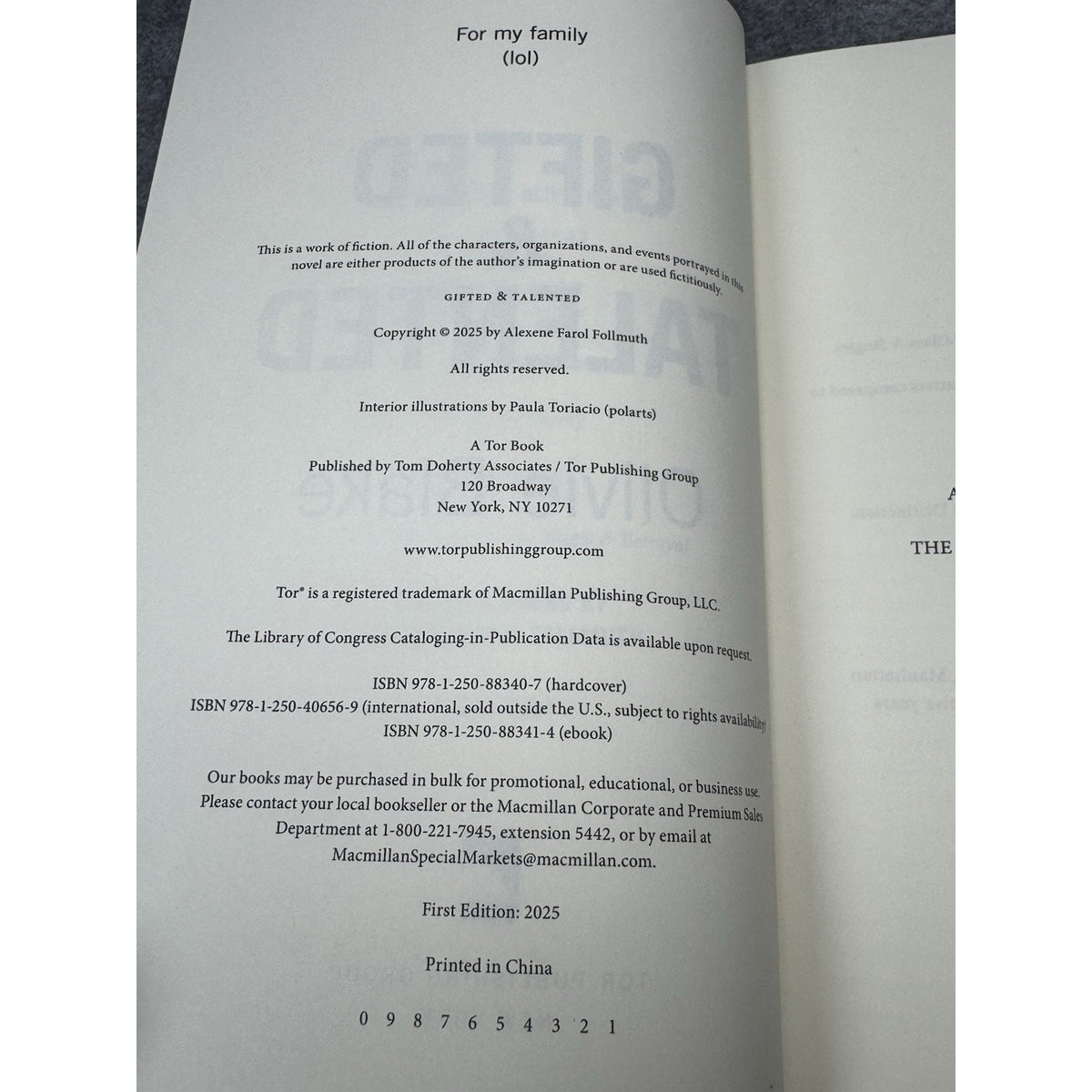Gifted & Talented Olivie Blake 2025 Signed First Edition OwlCrate Sprayed Edges