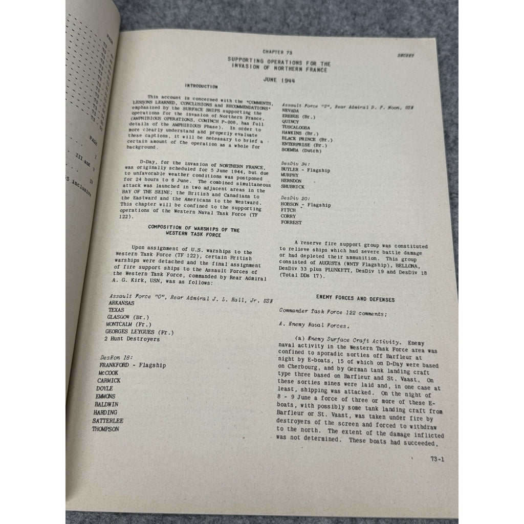WWII Secret D-Day Intelligence Bulletin No 19 Operation Overlord US Fleet