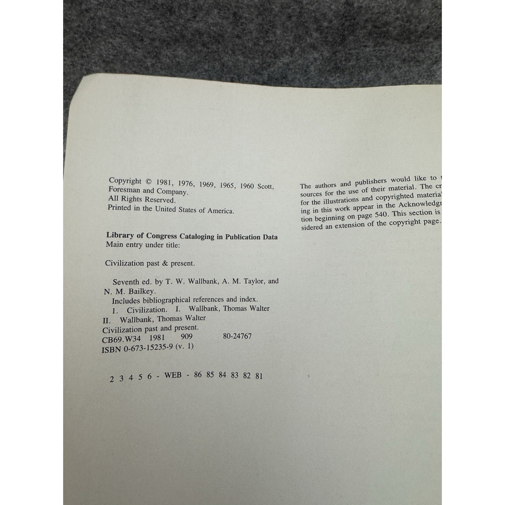 Civilization Past & Present Vol 1 8th Edition 1981 History Textbook