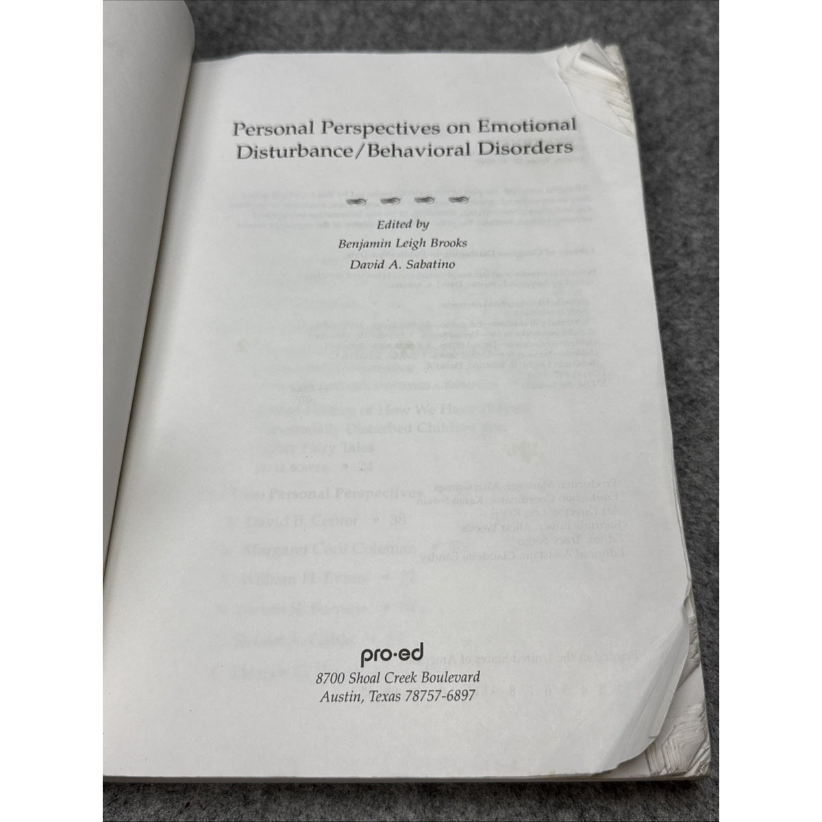 Personal Perspectives on Emotional Disturbance - Behavioral Disorders by...
