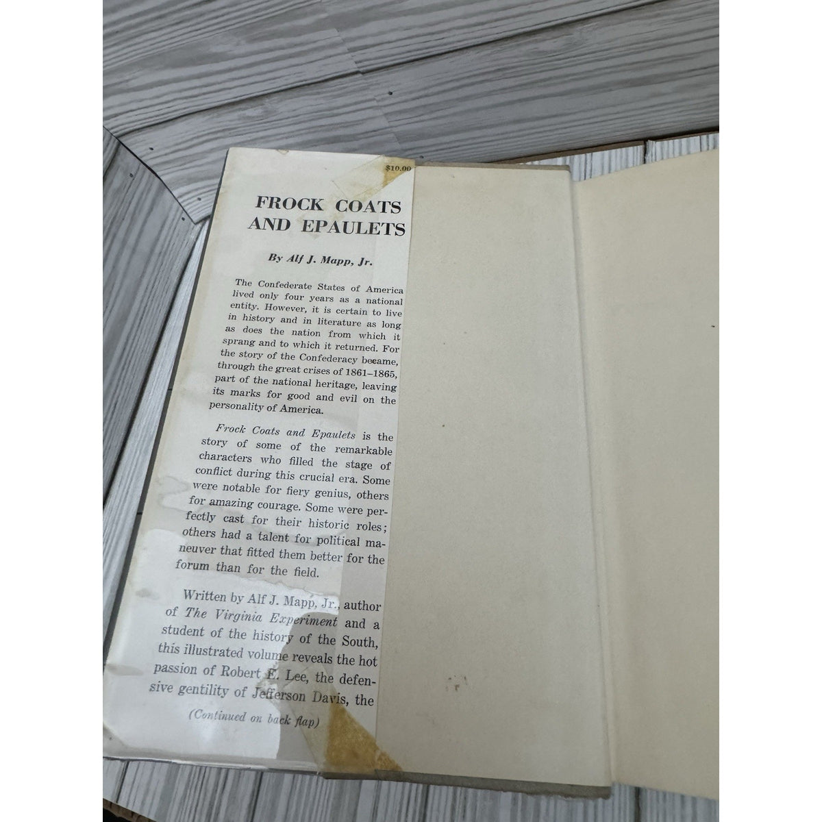 Frock Coats and Epaulets Alf J Mapp Jr 1963 HC/DJ Civil War
