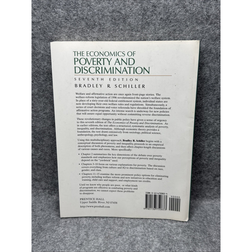 Economics of Poverty and Discrimination by Bradley R. Schiller (1997, Trade...