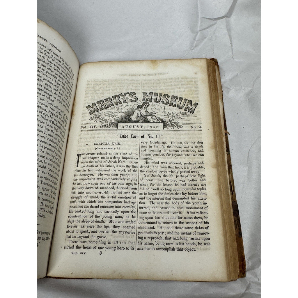 1847 Robert Merry’s Museum Vols 13 & 14 S G Goodrich Illustrated Leather