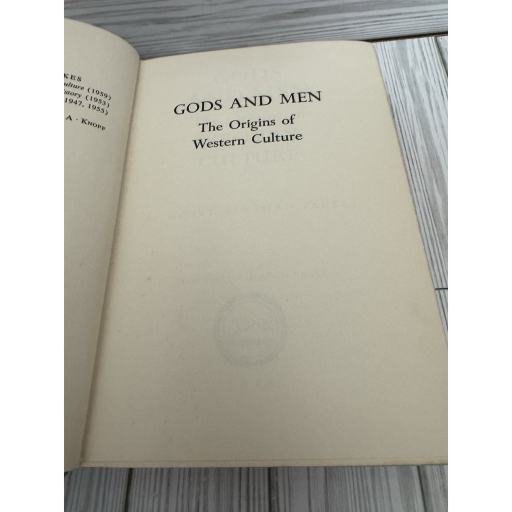 Gods and Men Origins of Western Culture Parkes 1959 HC Knopf