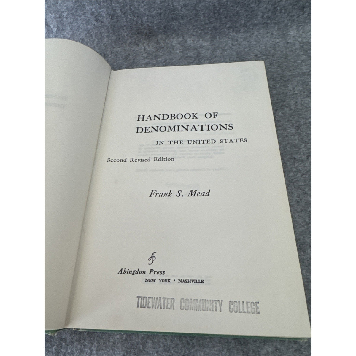 Handbook of Denominations in the United States Frank Mead 1961 HC