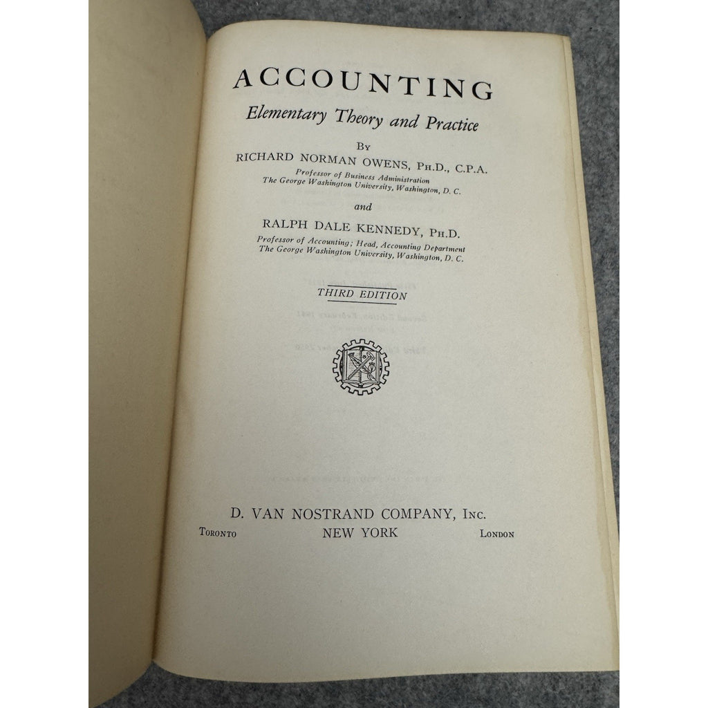Accounting Elementary Theory Practice Owens Kennedy 1950 3rd Ed HC