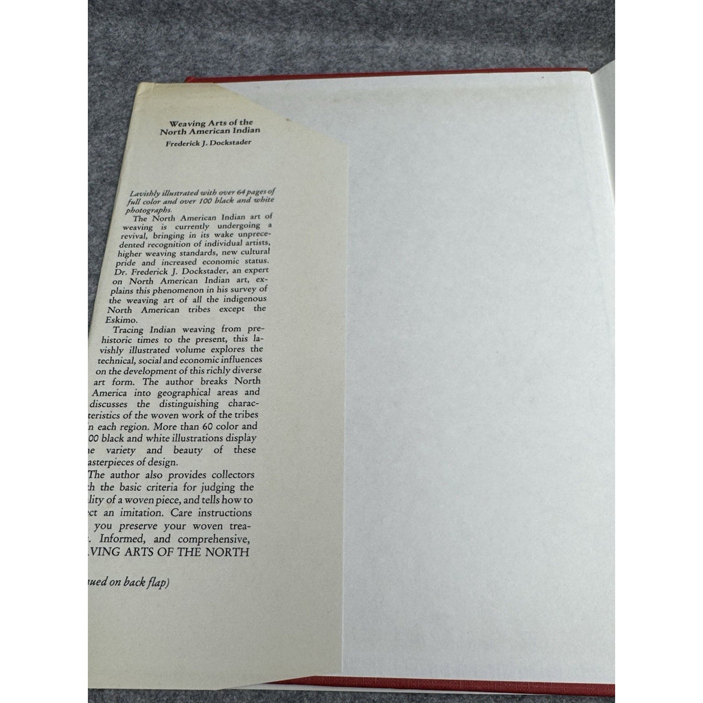 1978 Weaving Arts of the North American Indian Frederick J Dockstader HC DJ