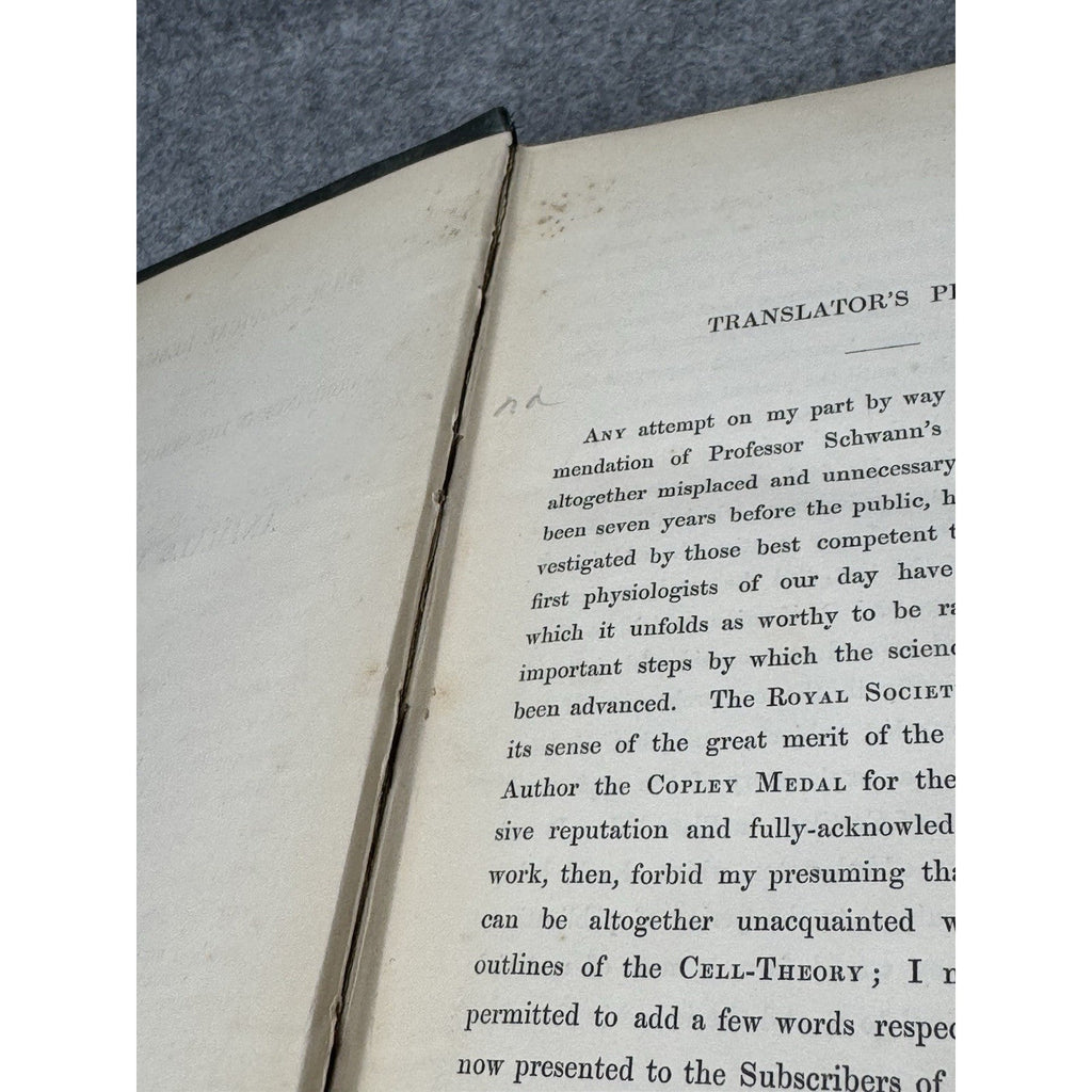 1847 Schwann Microscopical Researches 1st English Ed Cell Theory Six Plates