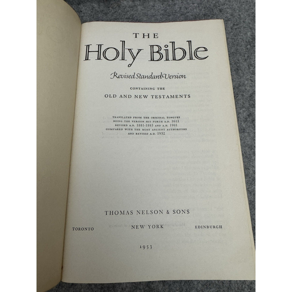1953 Holy Bible Revised Standard Version RSV Thomas Nelson Hardcover