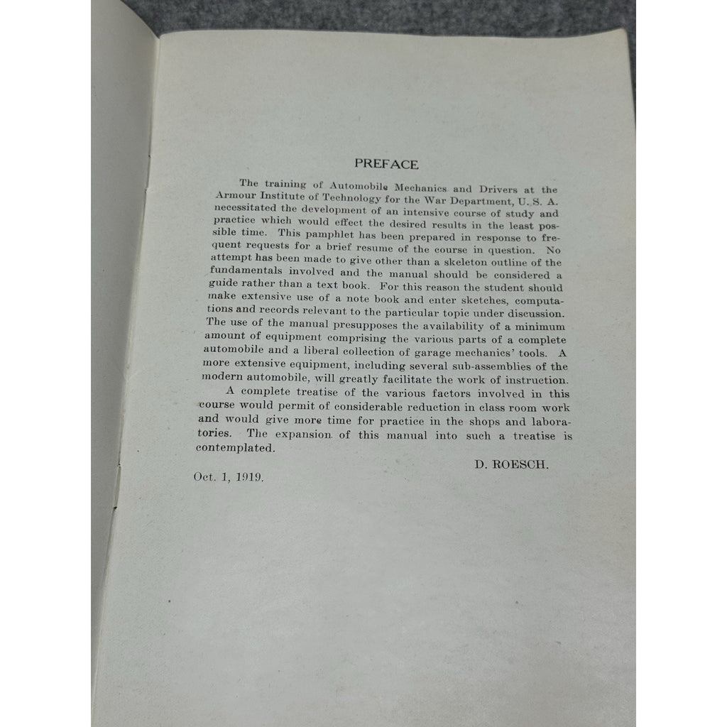 Rare 1919 WWI-Era U.S. War Dept Automobile Mechanics Driving Manual Roesch