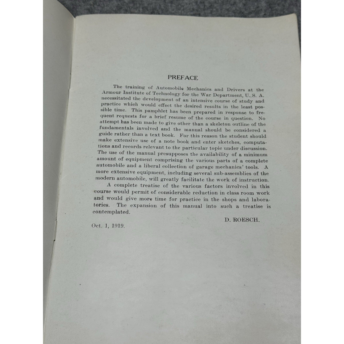 Rare 1919 WWI-Era U.S. War Dept Automobile Mechanics Driving Manual Roesch