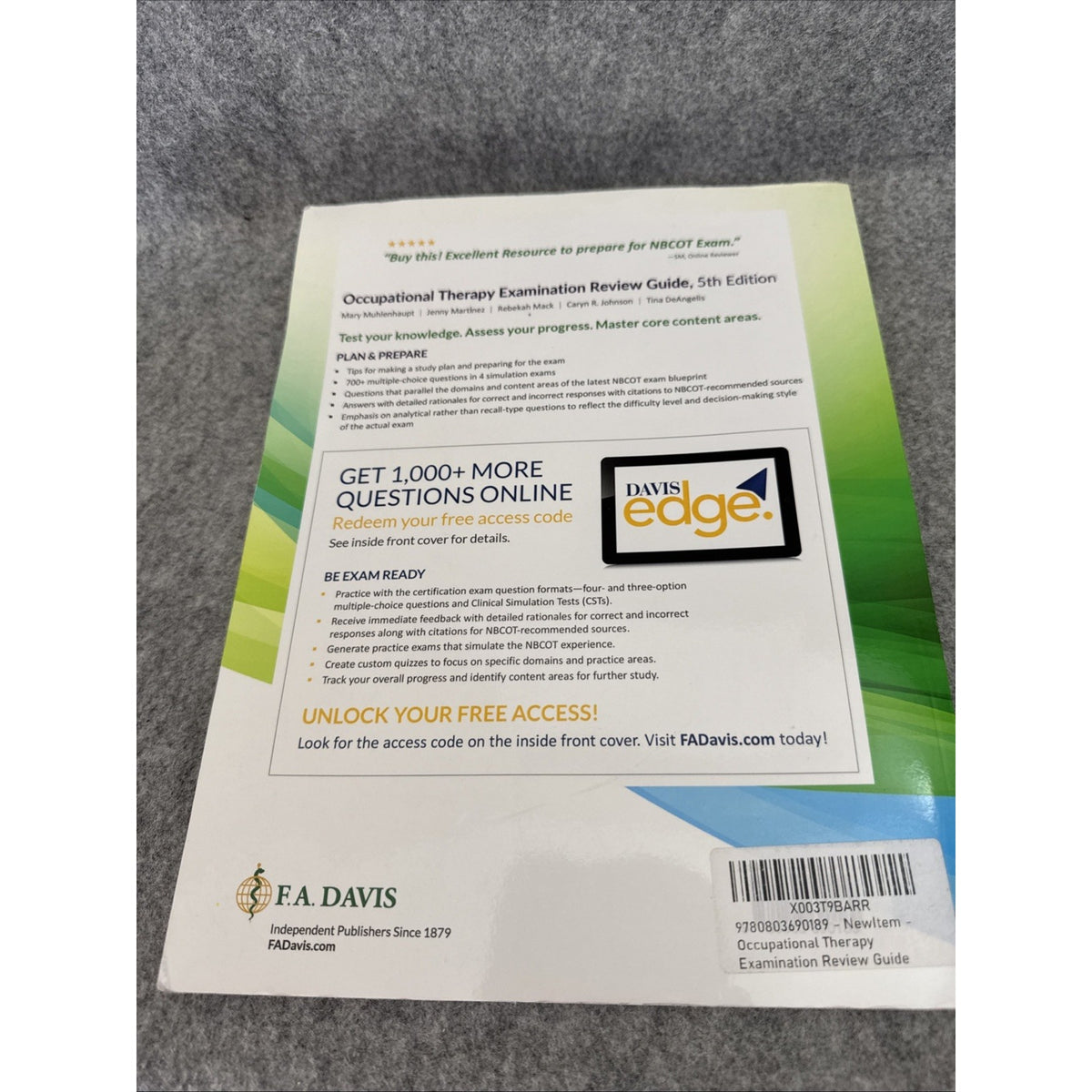 Occupational Therapy Examination Review Guide by Faota Muhlenhaupt, Mary, Otr L
