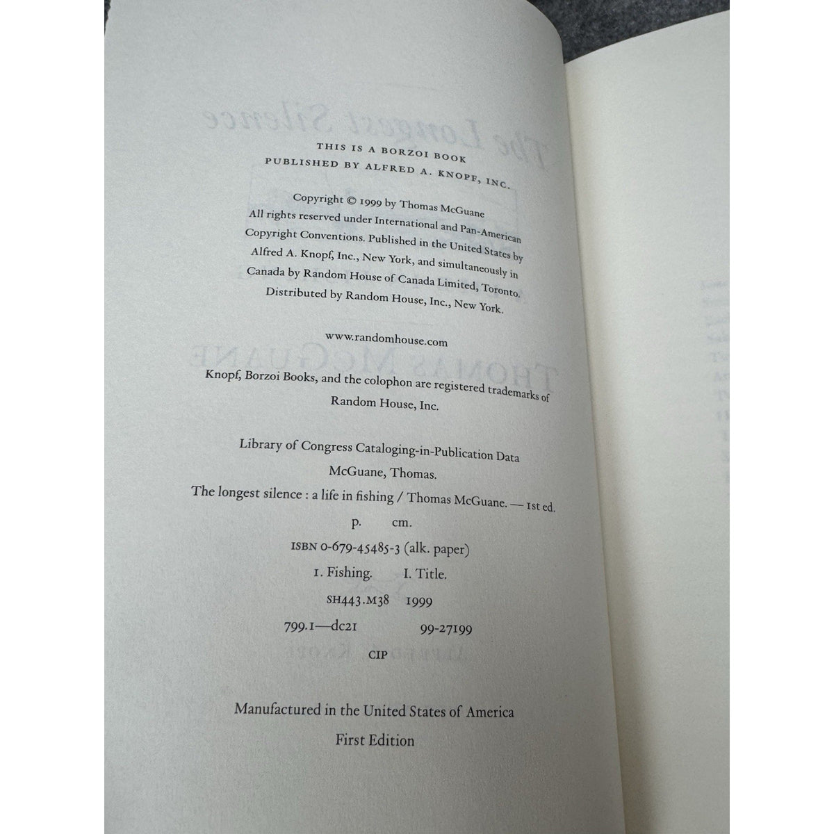 The Longest Silence Thomas McGuane First Edition HC DJ Fly Fishing Essays
