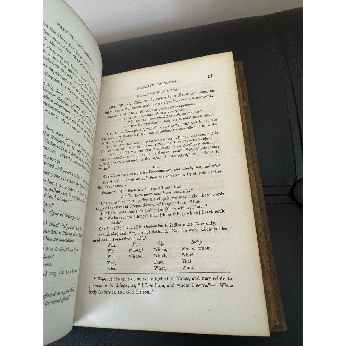 Practical Grammar English 1859 S W Clark Barnes Antique HC