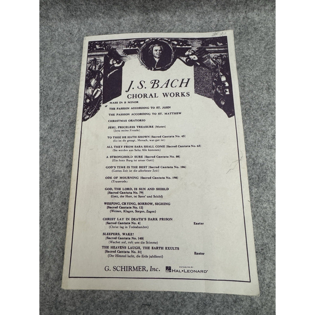 J.S. Bach Sacred Choral Works Mass in B Minor Vocal Score Schirmer
