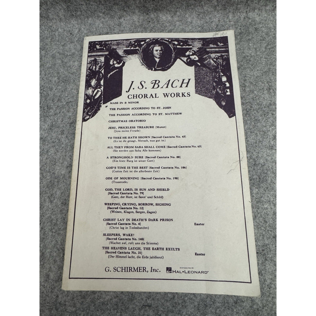 J.S. Bach Sacred Choral Works Mass in B Minor Vocal Score Schirmer