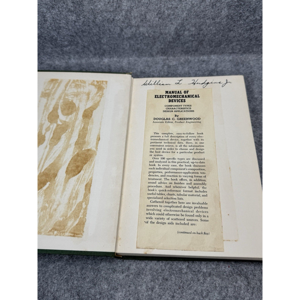 Manual of Electromechanical Devices Douglas C Greenwood 1965 Engineering