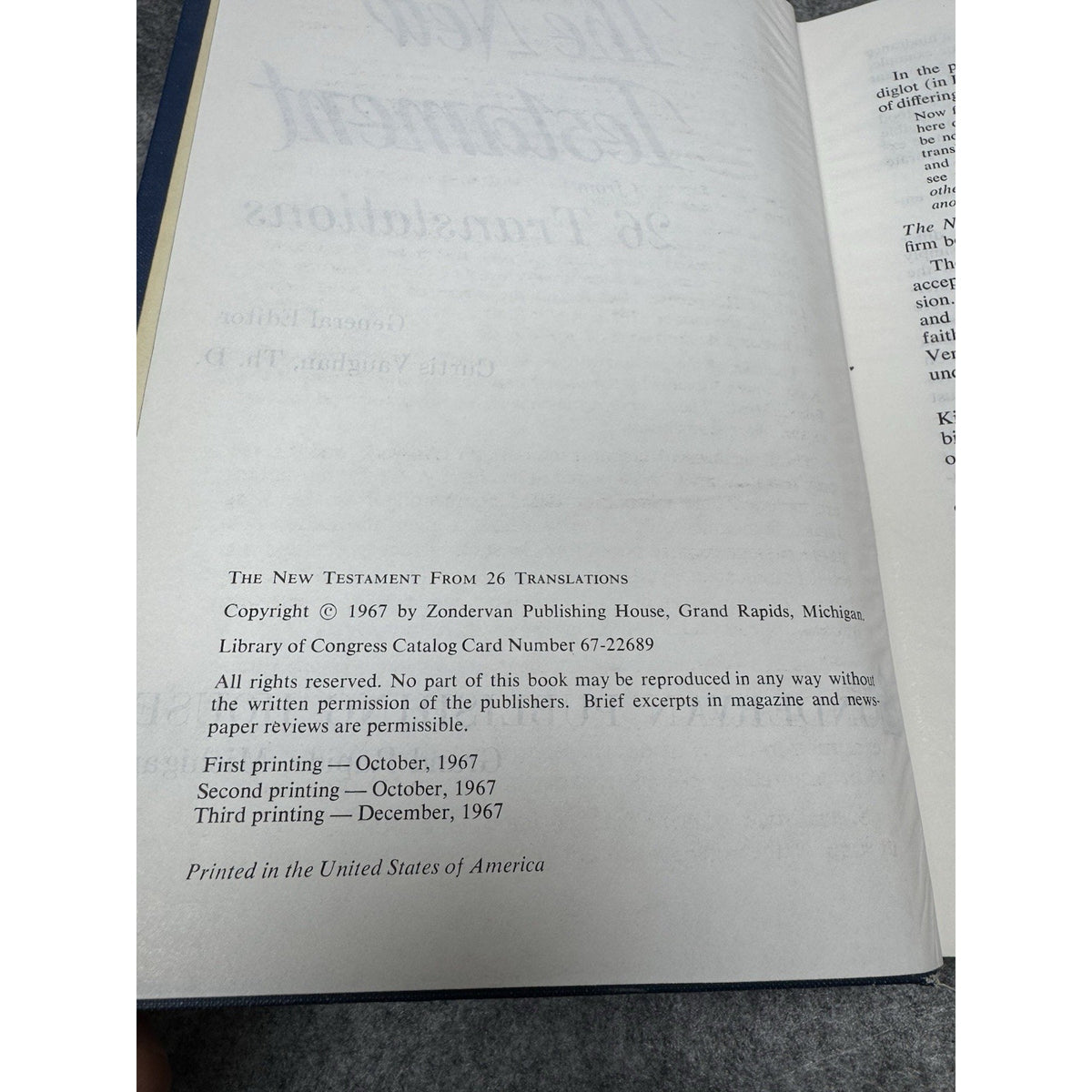 1967 New Testament From 26 Translations Curtis Vaughan Zondervan Hardcover