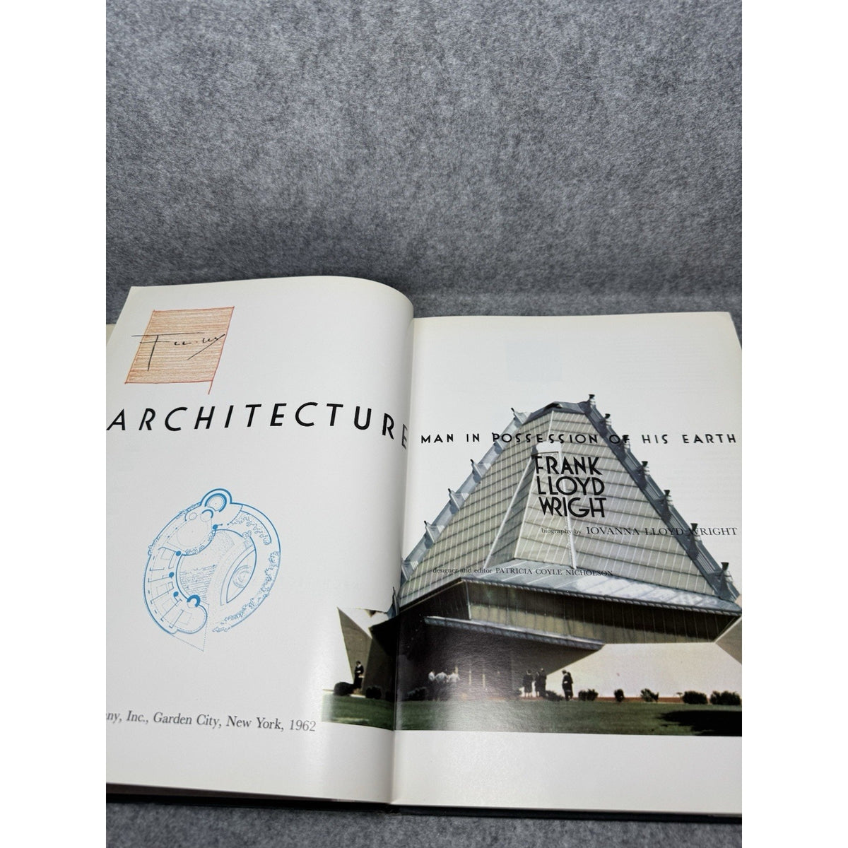 1962 Frank Lloyd Wright Architecture First Edition Illustrated Hardcover DJ