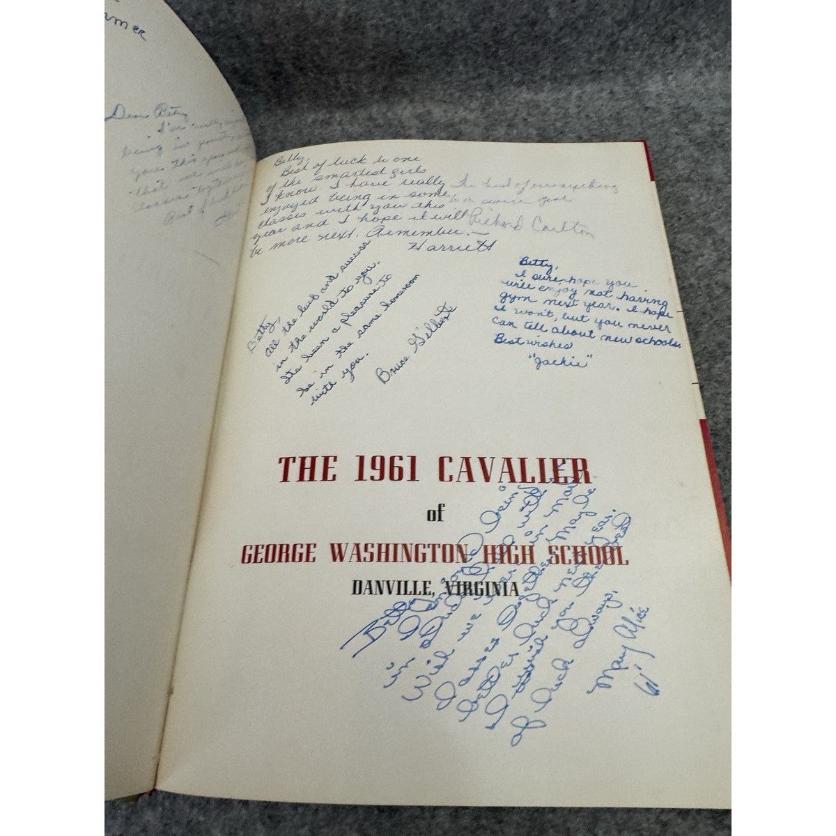 1961 Cavalier Yearbook George Washington HS Danville VA Signed