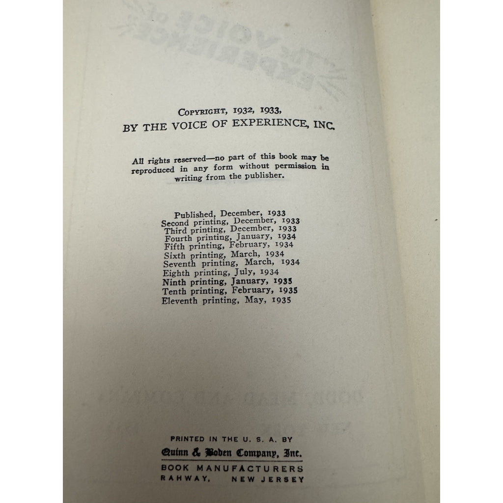 Ten Rules for Happy Marriage 1935 Voice of Experience Dodd Mead HC