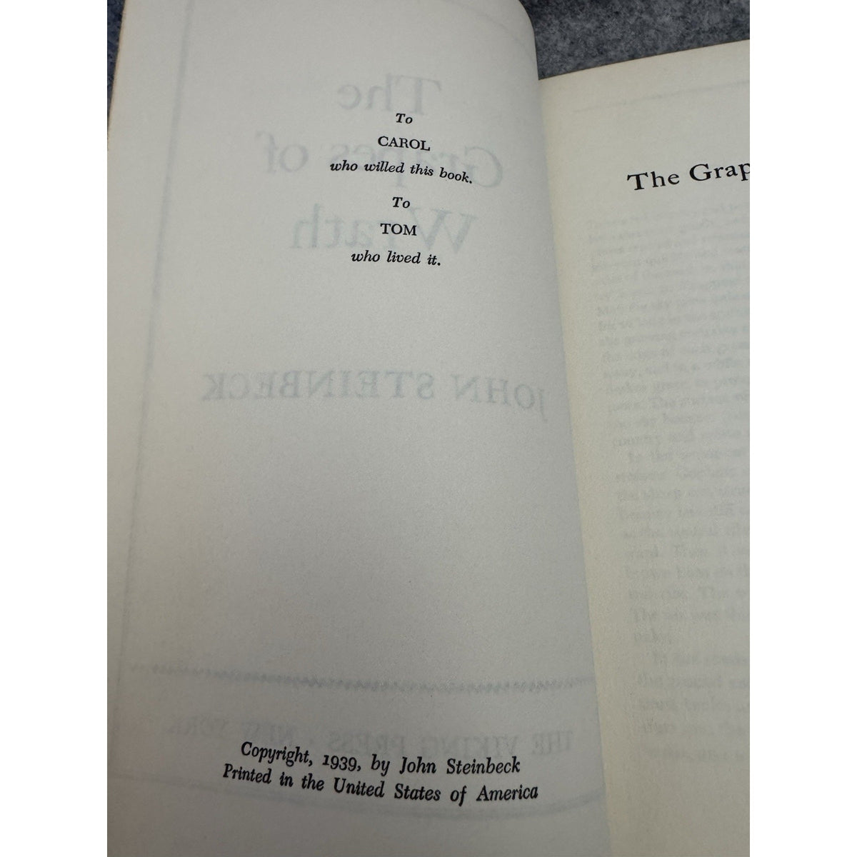 The Grapes of Wrath 1939 Viking Press HC John Steinbeck Early Printing